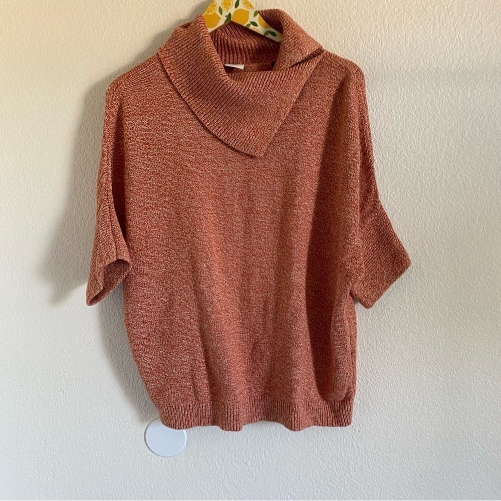 CAbi Women's Orange Oversized Foldover Pullover Sweater Size Small
